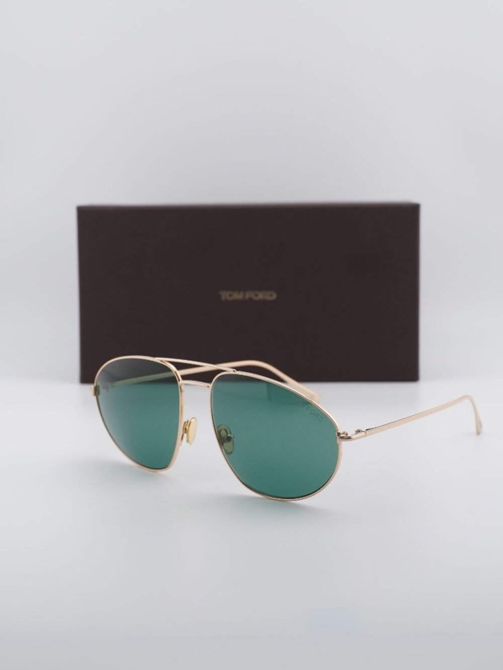 Tom Ford FT0796 28N Aviator Sunglasses - Shiny Rose Gold / Green